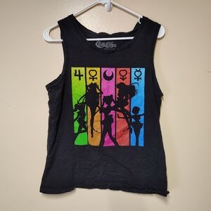 Black Graphic Sailor moon  Tank Top